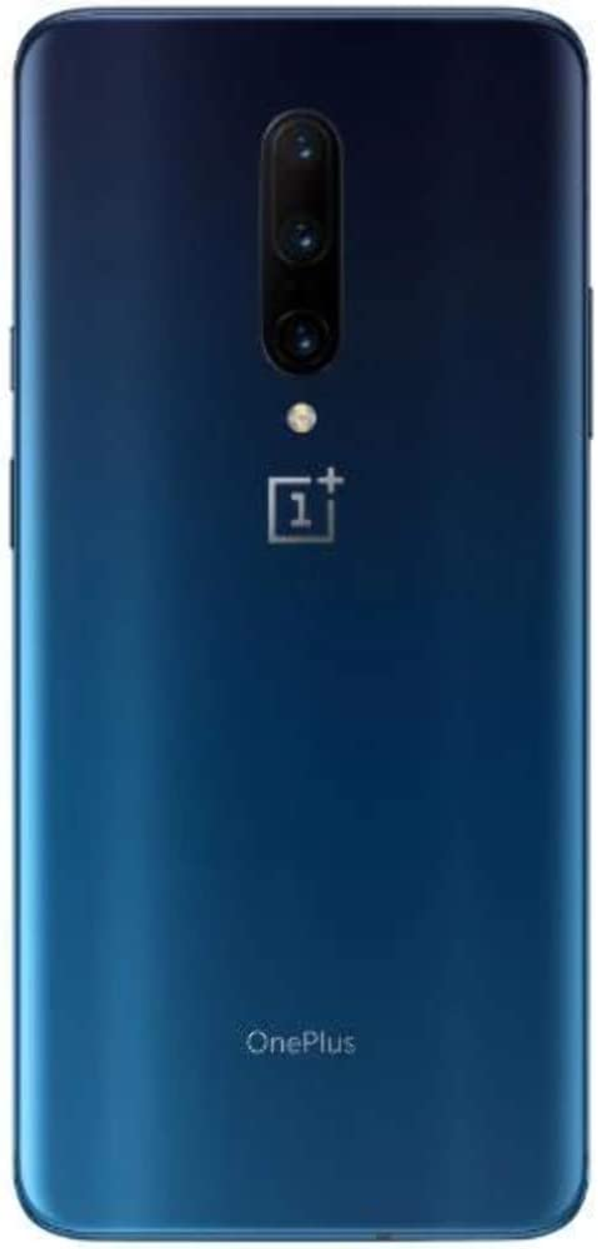 Téléphone OnePlus bleu, vue arrière, avec trois caméras et logo OnePlus.