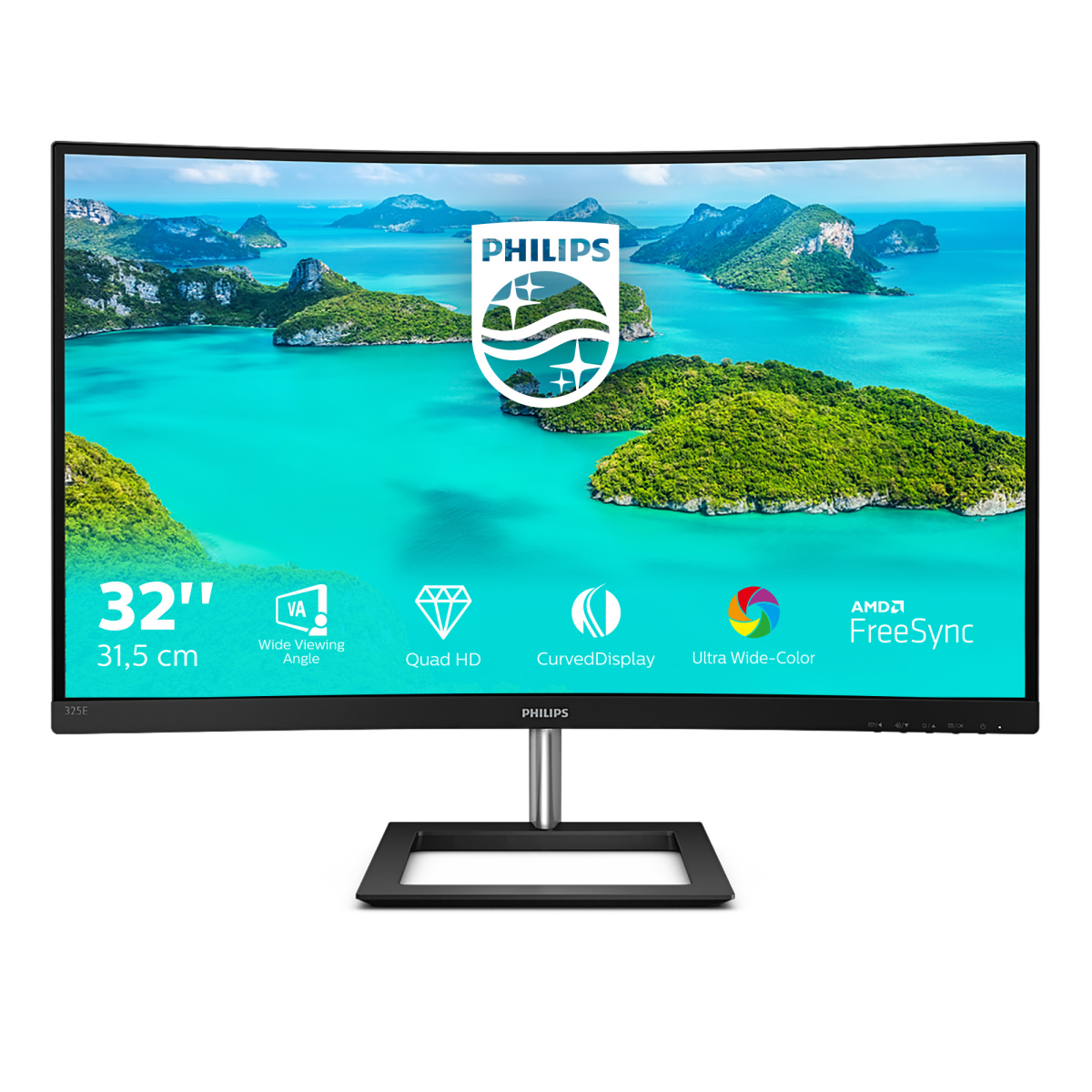 Monitor - 325E1C/00 PHILIPS, 31,5 ", QHD, 4 ms, Displayport|HDMI|VGA, Negro