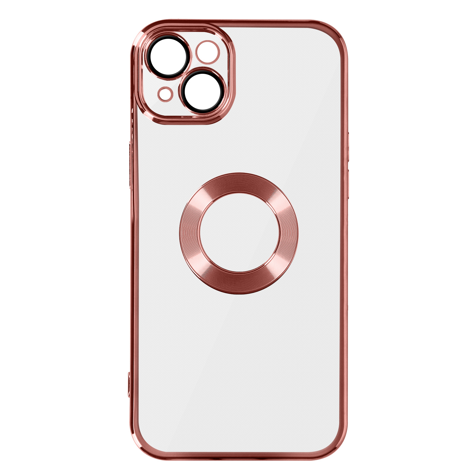 Silikonhülle Backcover, Series, Transparente Apple, AVIZAR iPhone Rosa 14, im Chrome-Style
