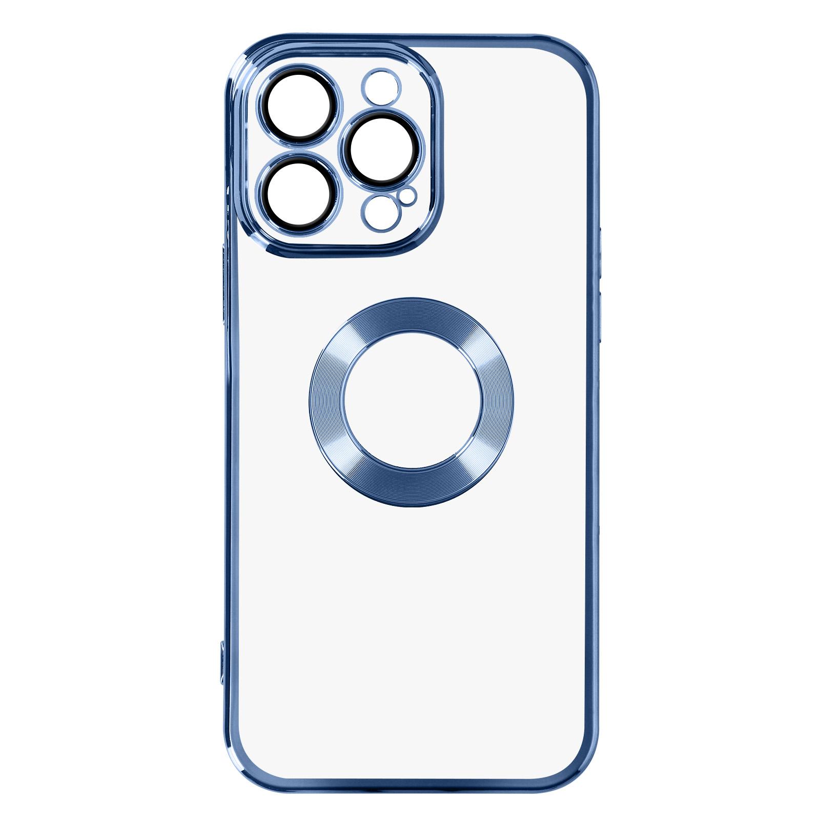 AVIZAR Transparente Apple, iPhone Backcover, Pro im Max, Silikonhülle Chrome-Style 14 Series, Blau