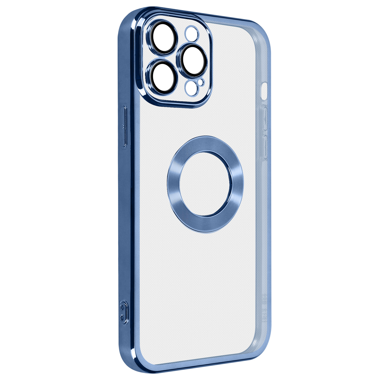 iPhone Apple, Transparente Backcover, Pro, im Chrome-Style AVIZAR Silikonhülle Blau 14 Series,