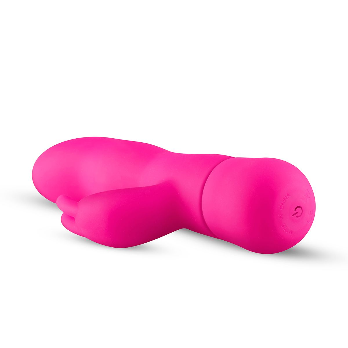 Ein pinkfarbenes Vibrator-Sexspielzeug auf weißem Hintergrund.