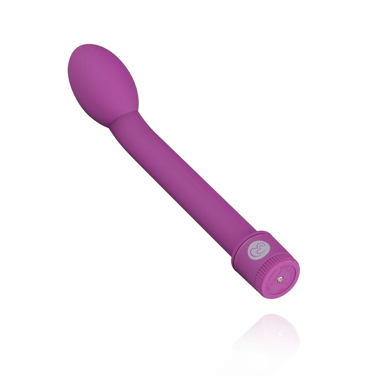 Lilafarbener Vibrator mit abgerundeter Spitze. Der Hintergrund ist weiß.