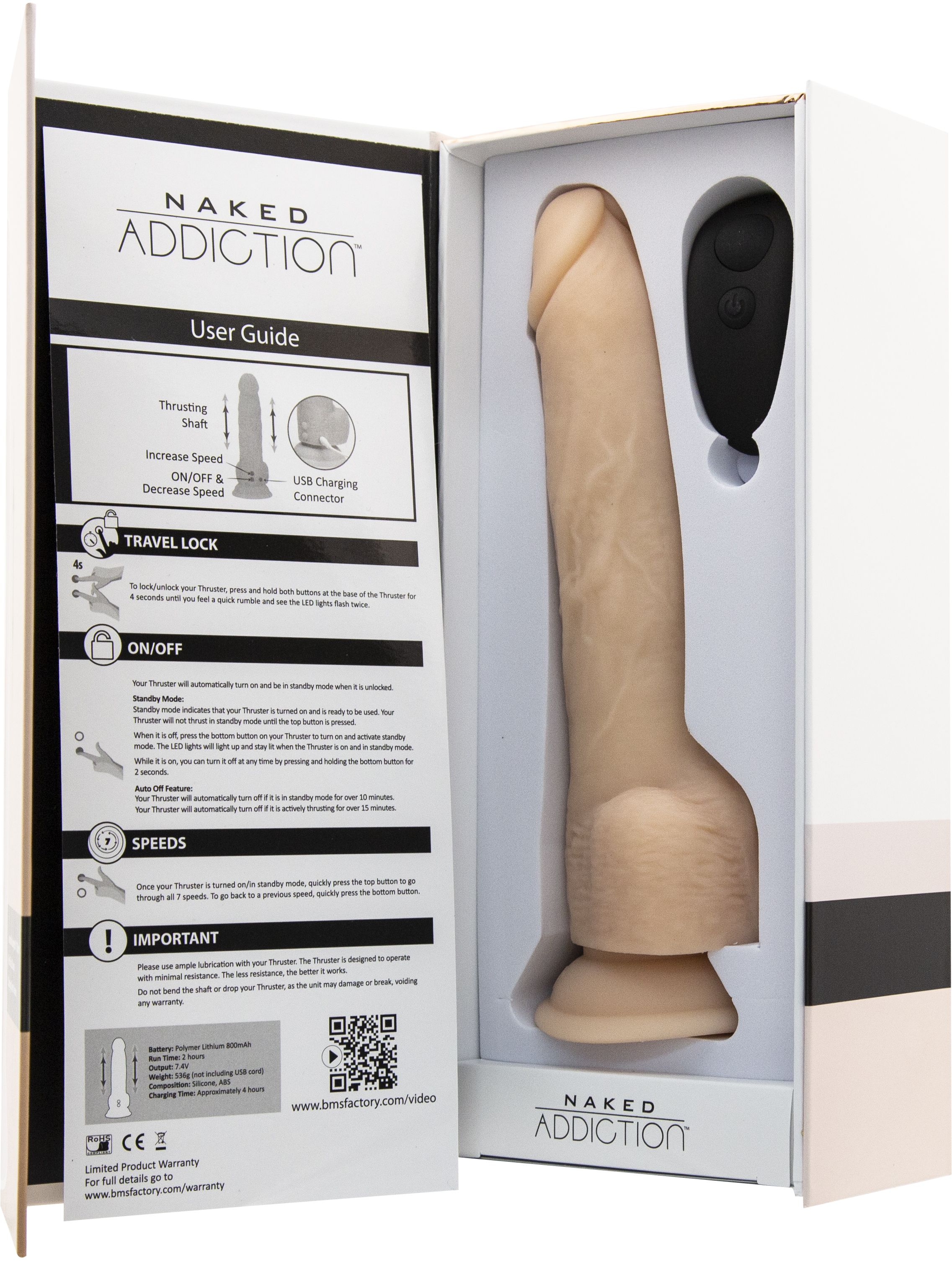 NAKED ADDICTION Addiction - 23 cm realistische-vibratoren Stoß-Dildo mit Naked Realistischer - Fernbedienung