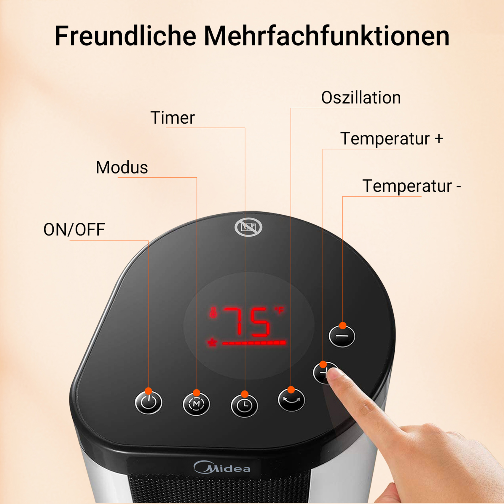 MIDEA NTH20-17BR Heizlüfter (2000 Watt, Raumgröße: 10 m³)