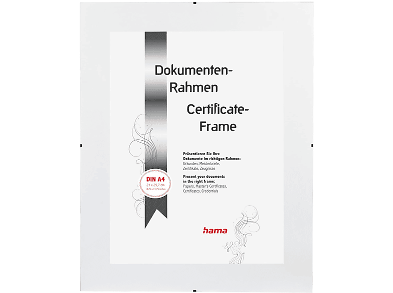 HAMA Urkundenrahmen Clip-Fix, Anti-Reflex-Glas (15 x 21 cm, Rahmenlos)