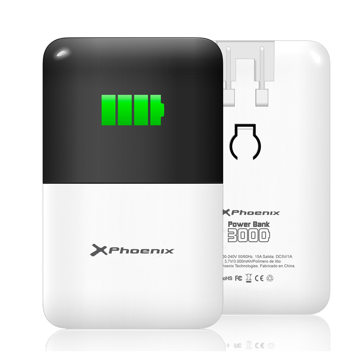 Cargador Phoenix Bank 3000 mah powerbank technologies blanco externa de litio bateria portatil ipad iphone tablet moviles smartphones mp4 gps cualquier dispositivo cargale con usb micro mini apple phpowerbank3000 37