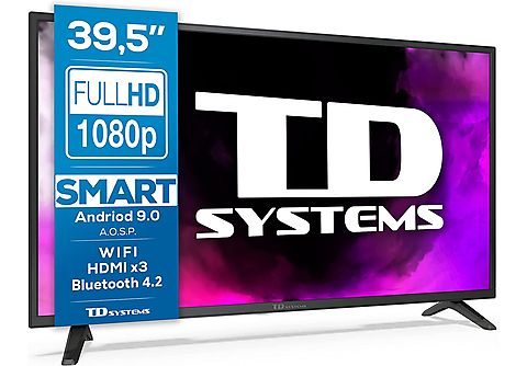 TV LED 40"  - K40DLJ12FS TD SYSTEMS, Full-HD, - CPU: Arm Cortex A55x4 a 1,1 GHz- GPU: Mali 470x3 a 600 MHz, DVB-T2 (H.265)Sí, Negro