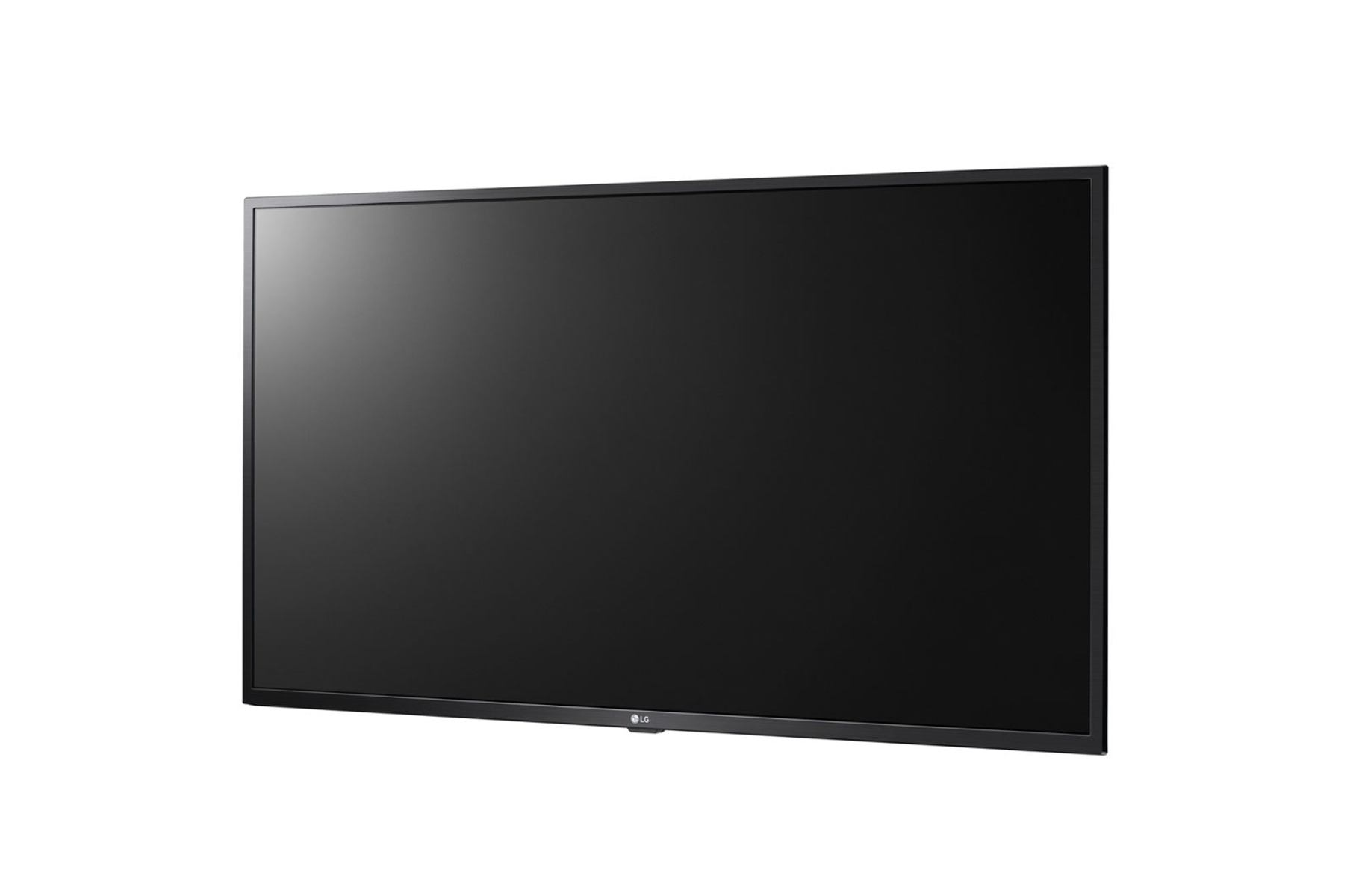 Televisor LG negro grande sobre fondo blanco.