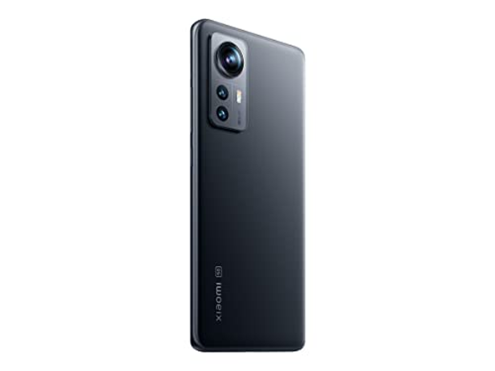 Rückansicht eines schwarzen Smartphones mit Kameraanordnung und Logo.