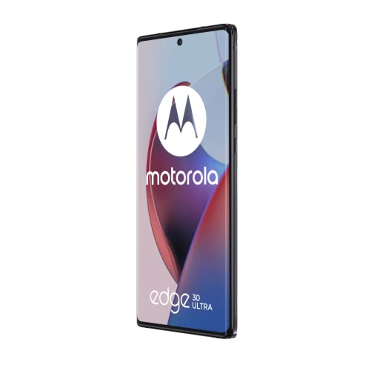 Een smartphone op een witte achtergrond, met het woord "motorola" op het scherm.