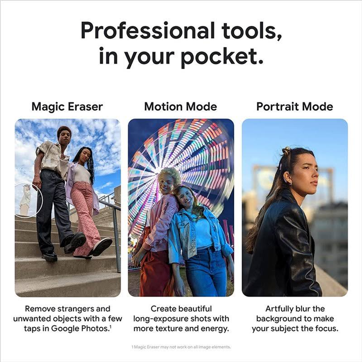 Obraz promocyjny funkcji aparatu w telefonie. Zawiera ludzi i rozmyte tło.