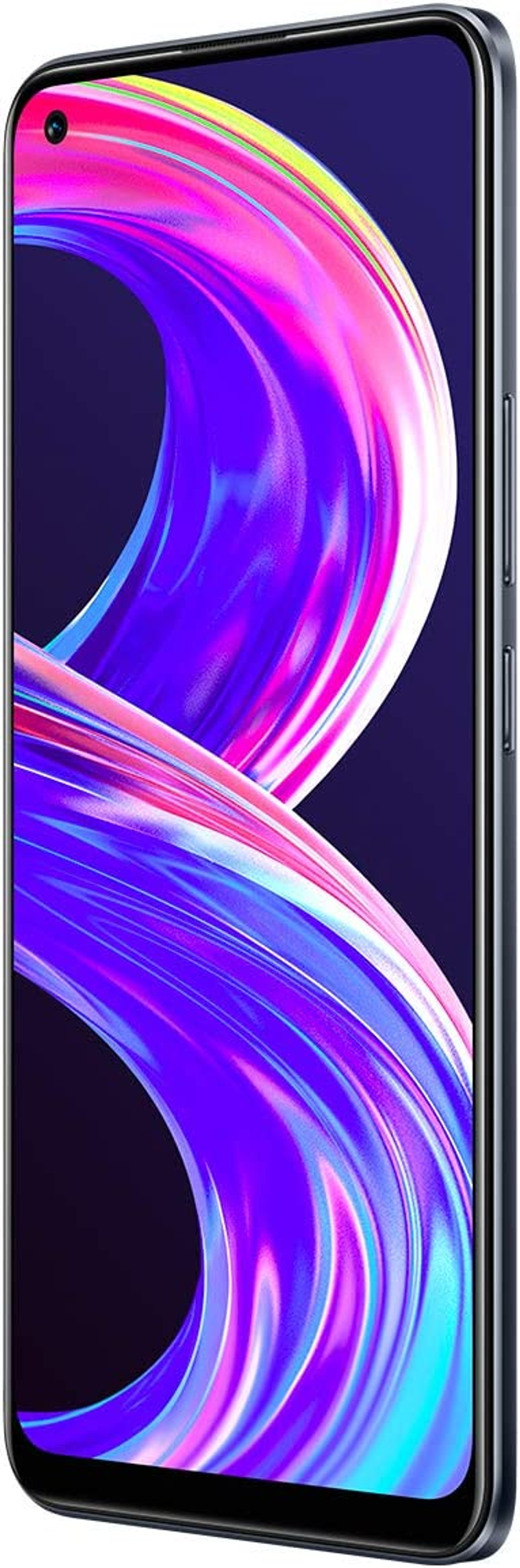 Ein Smartphone zeigt ein farbenfrohes, abstraktes Design auf seinem Bildschirm.