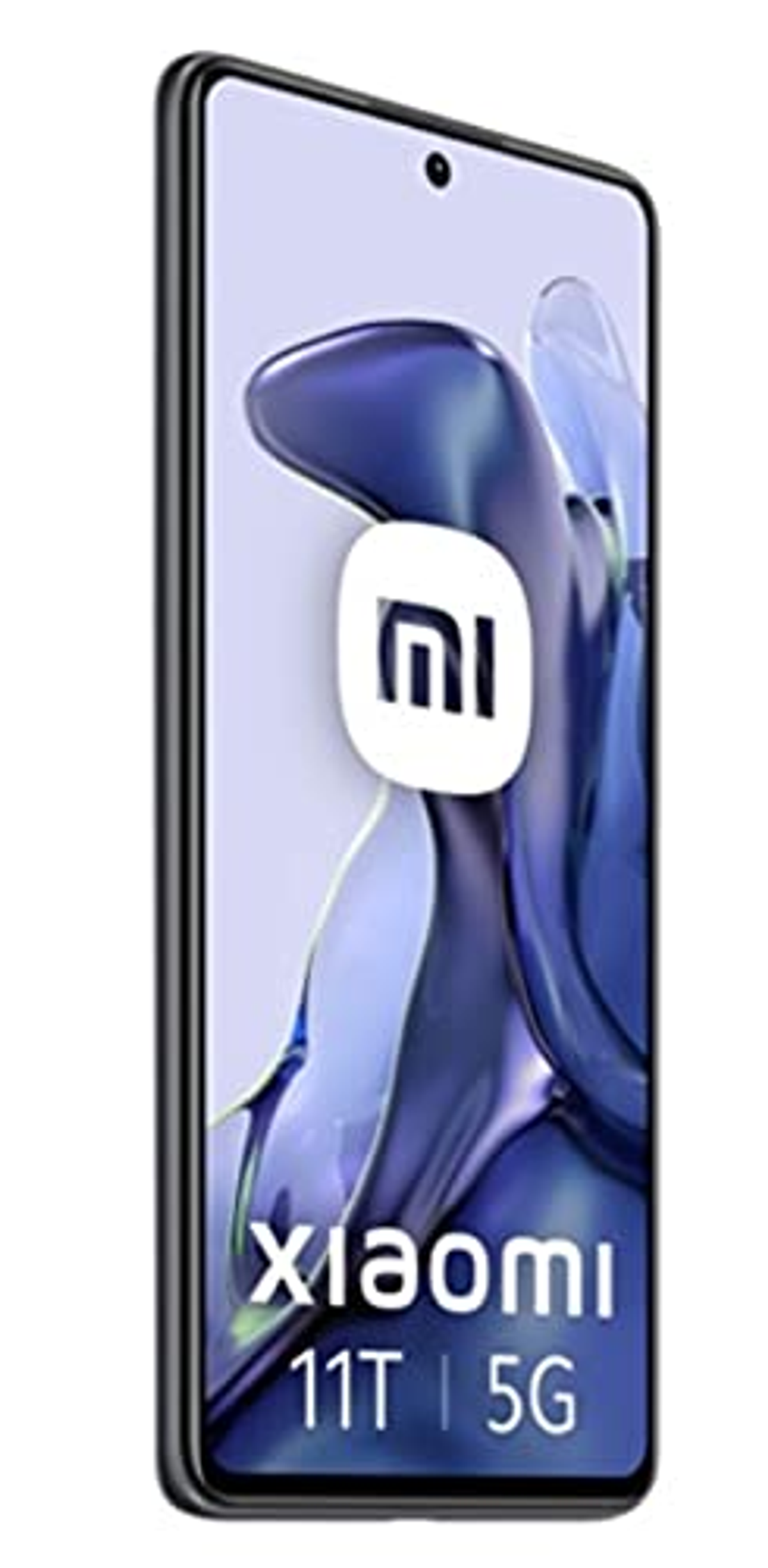 Ein schwarzes Xiaomi 11T 5G Smartphone, das den Bildschirm mit dem Logo der Marke zeigt.