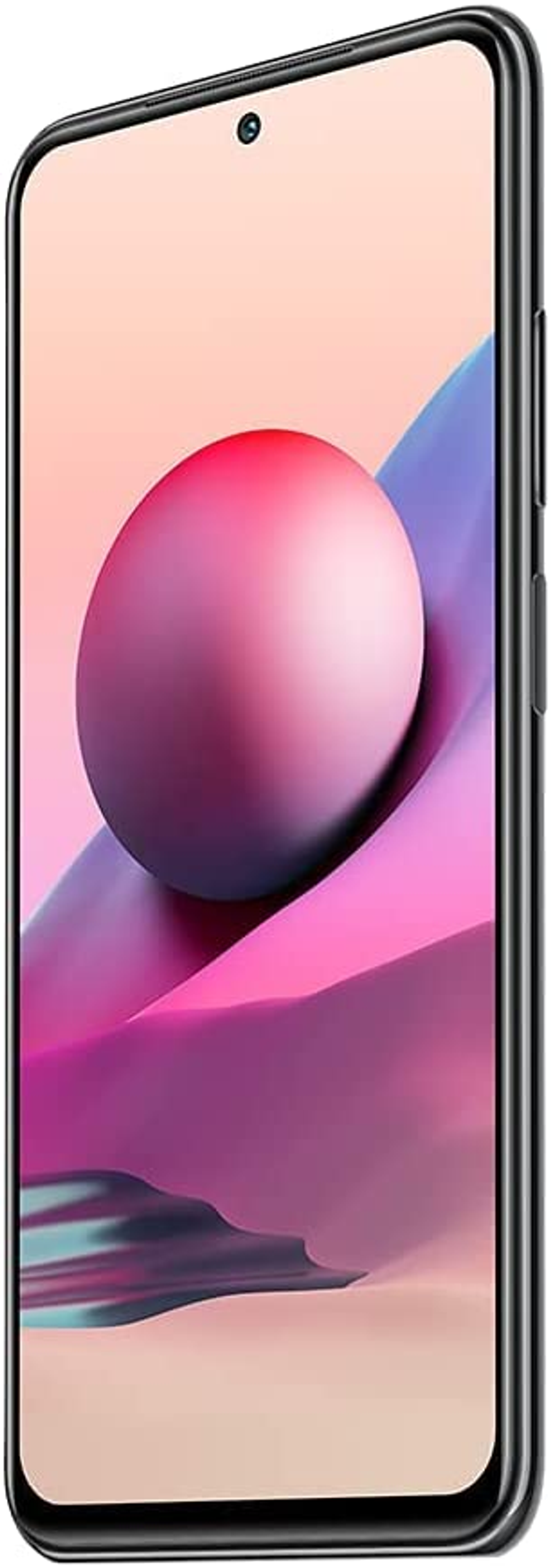 Smartfon pod kątem, pokazujący wyświetlacz z gradientem od różowego do pomarańczowego.