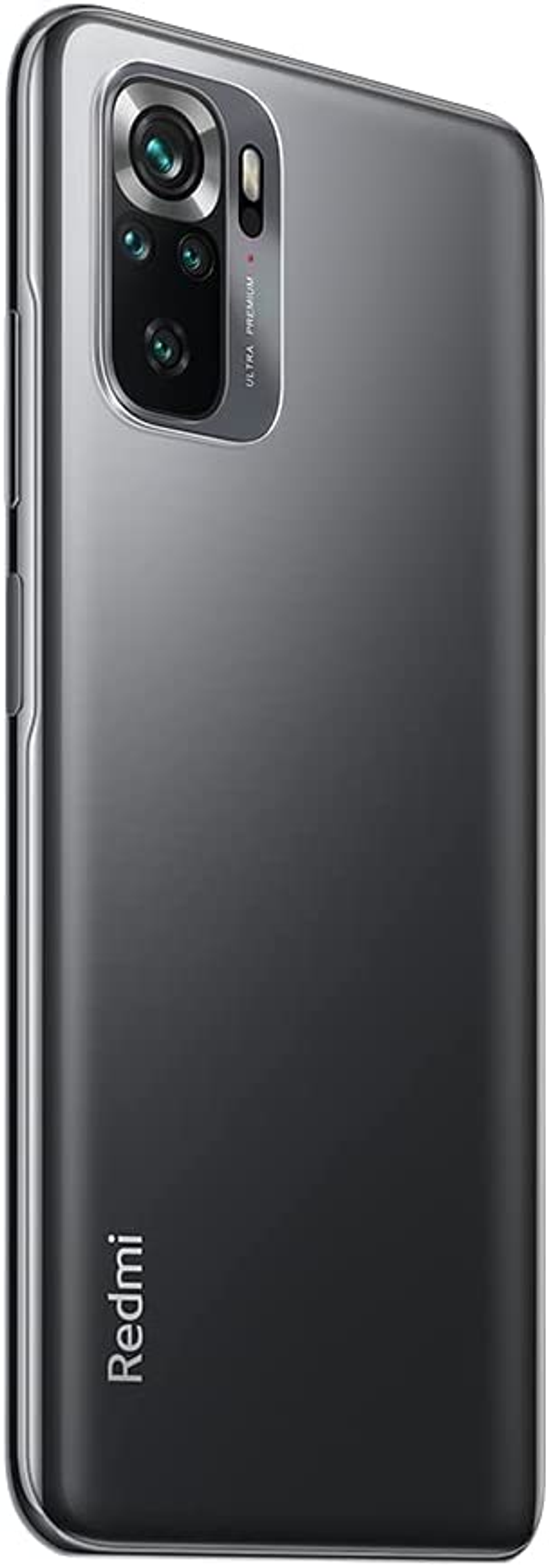 Tył czarnego smartfona z modułem aparatu. Widoczne logo Redmi.