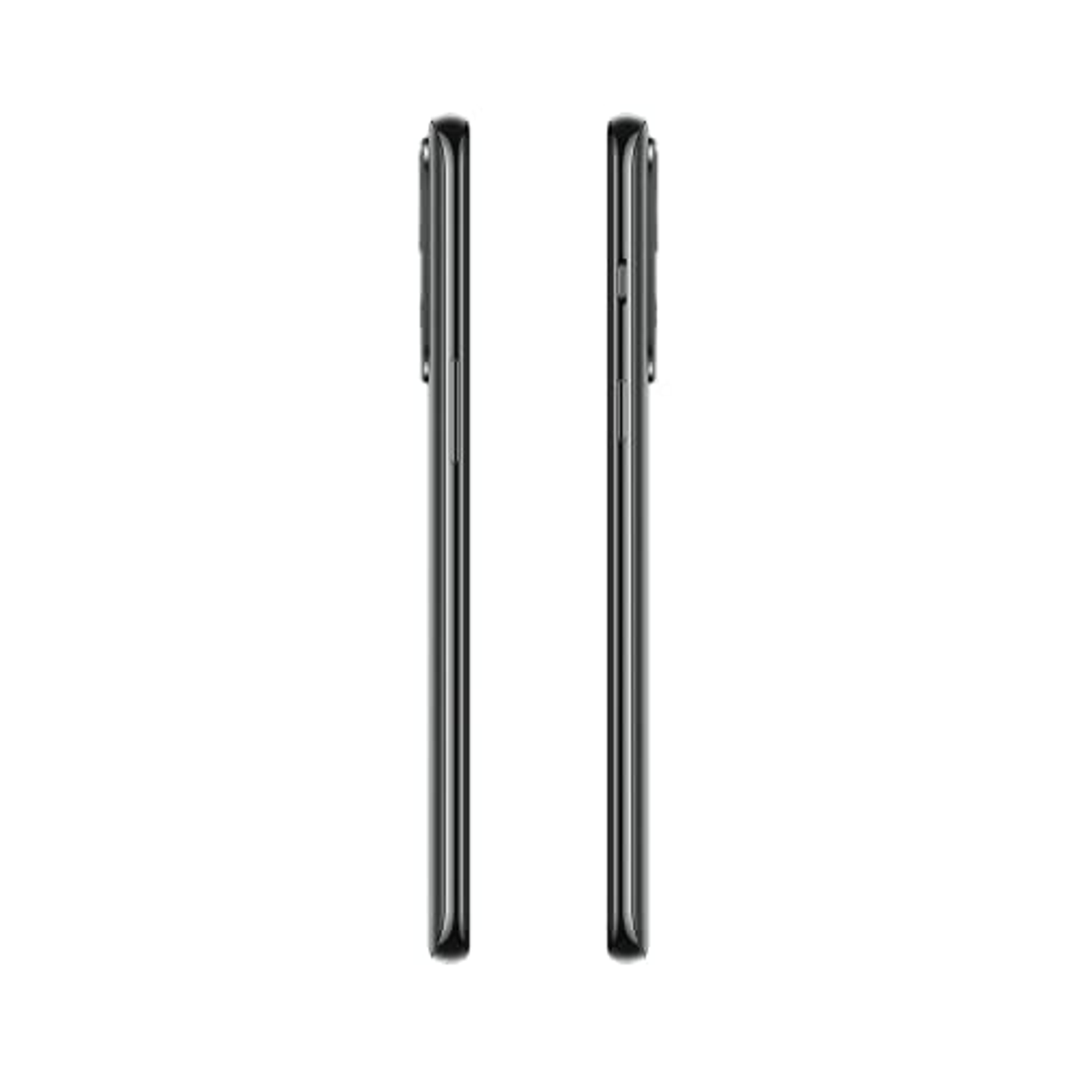 Two black phones side view, white background.