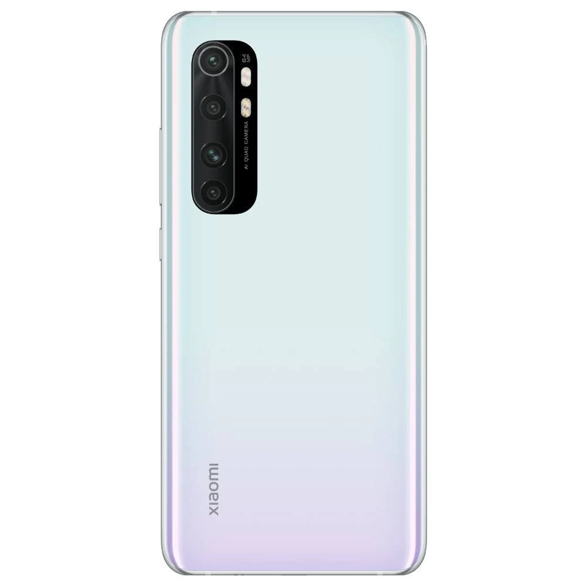 Weiße Telefonrückseite mit vier Kameralinsen und einem Xiaomi-Logo.