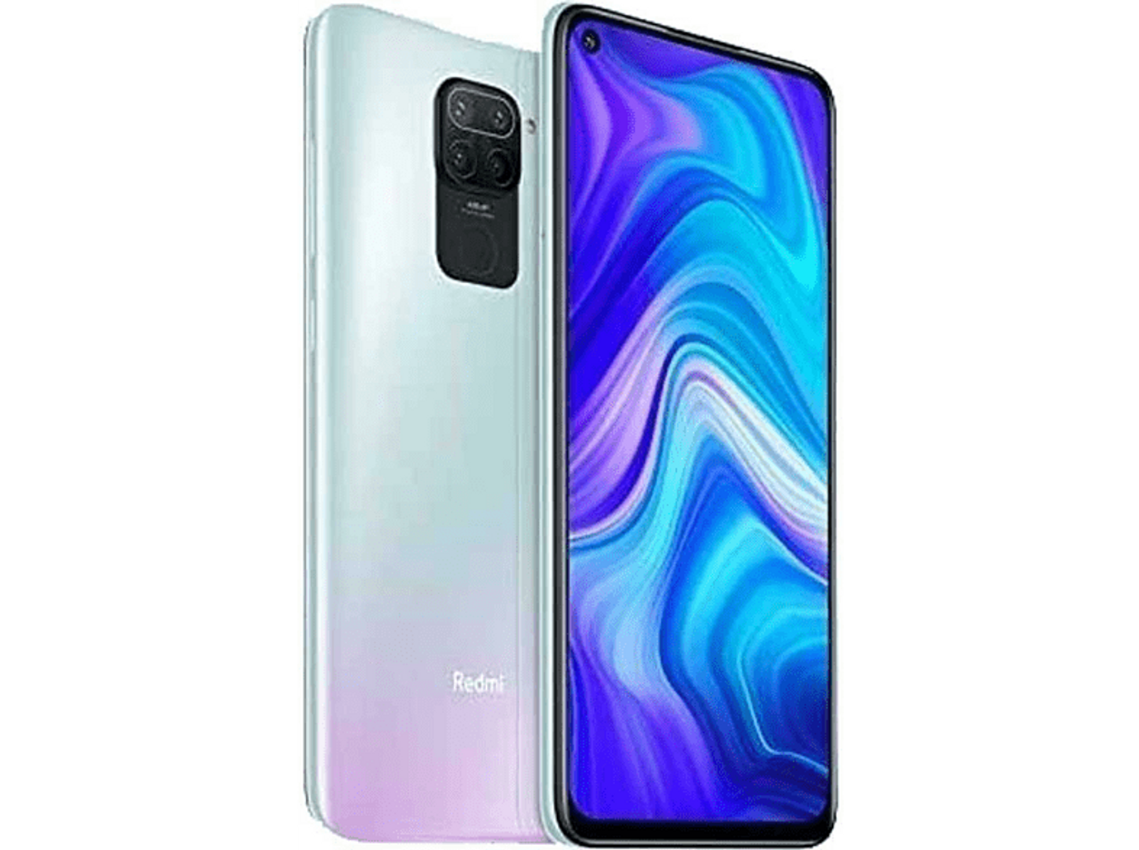 Un smartphone con un degradado púrpura claro en la parte trasera y varias lentes.