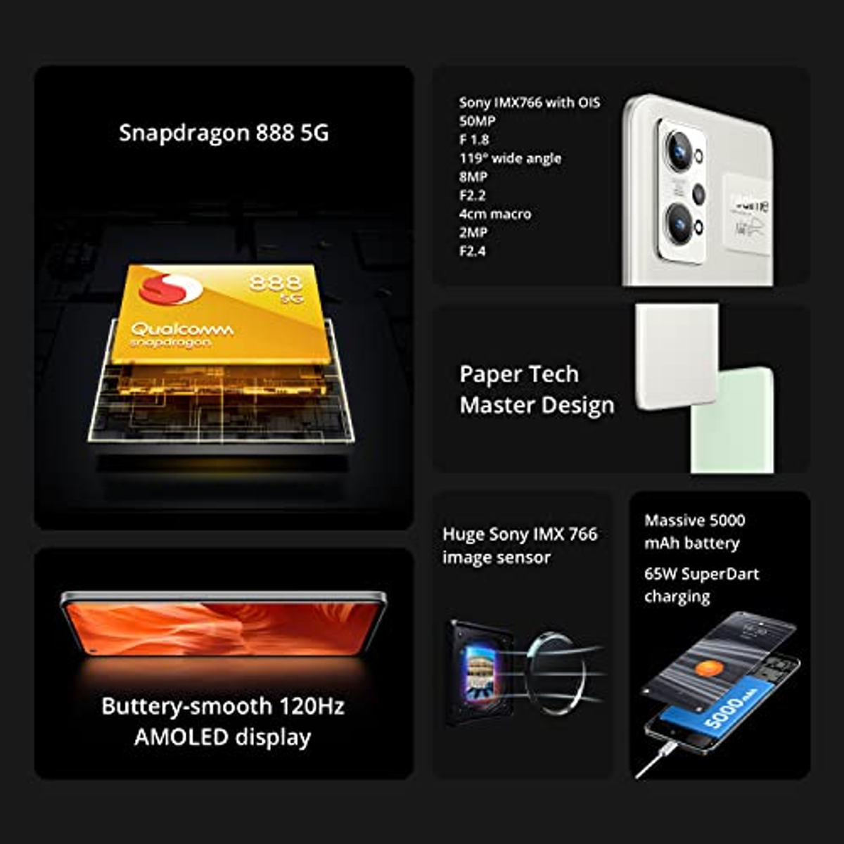 Diagramm mit den Funktionen des Telefons: Snapdragon, Display- und Kameradetails.