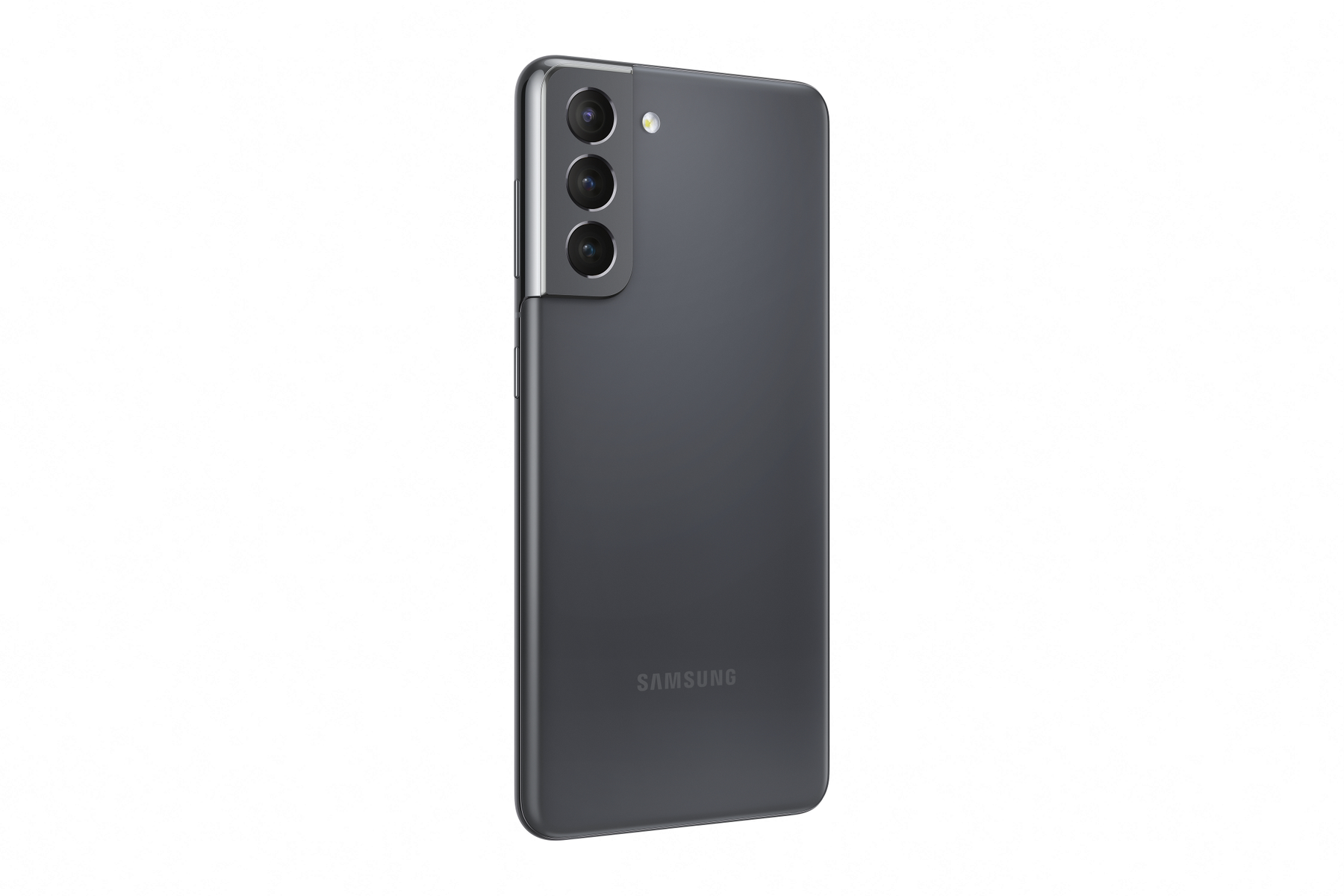 Dunkelgraue Smartphone-Rückseite mit Kamera-Array, Samsung-Logo.
