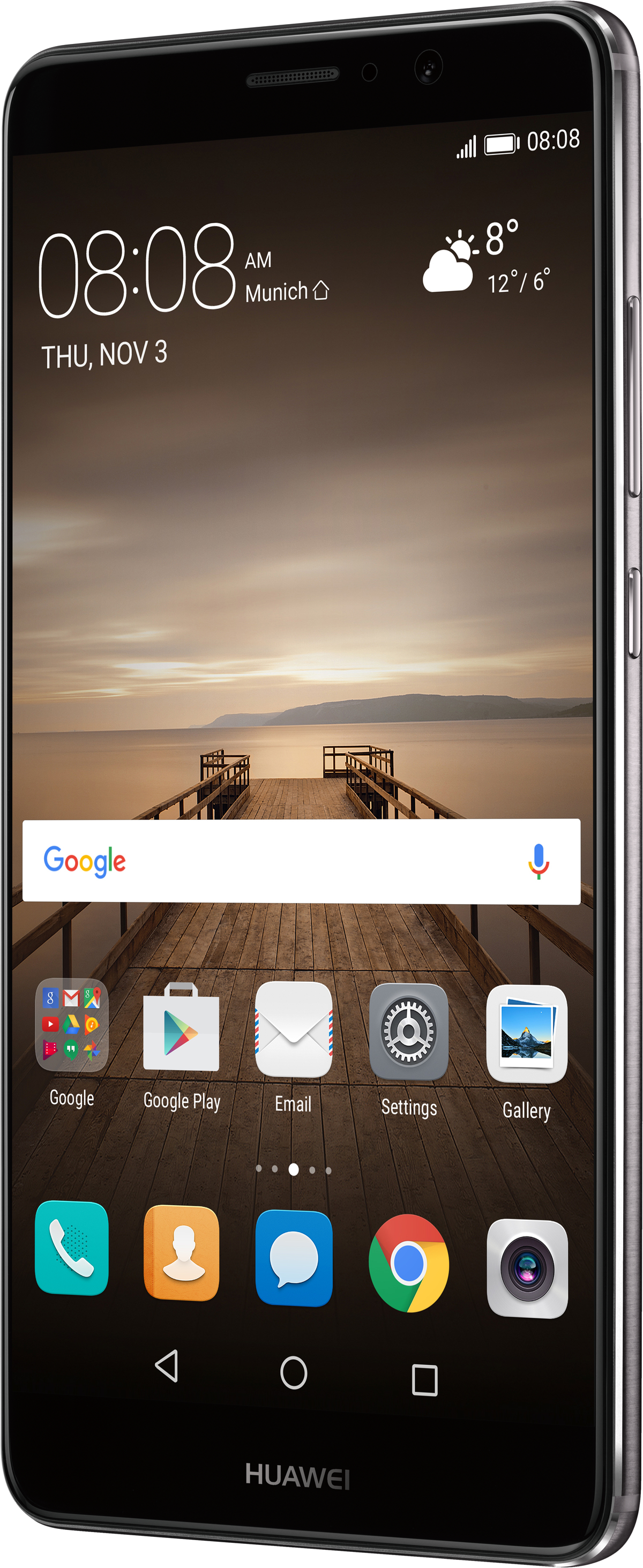 Schwarzes Smartphone mit Symbolen auf dem Bildschirm und Hintergrund.