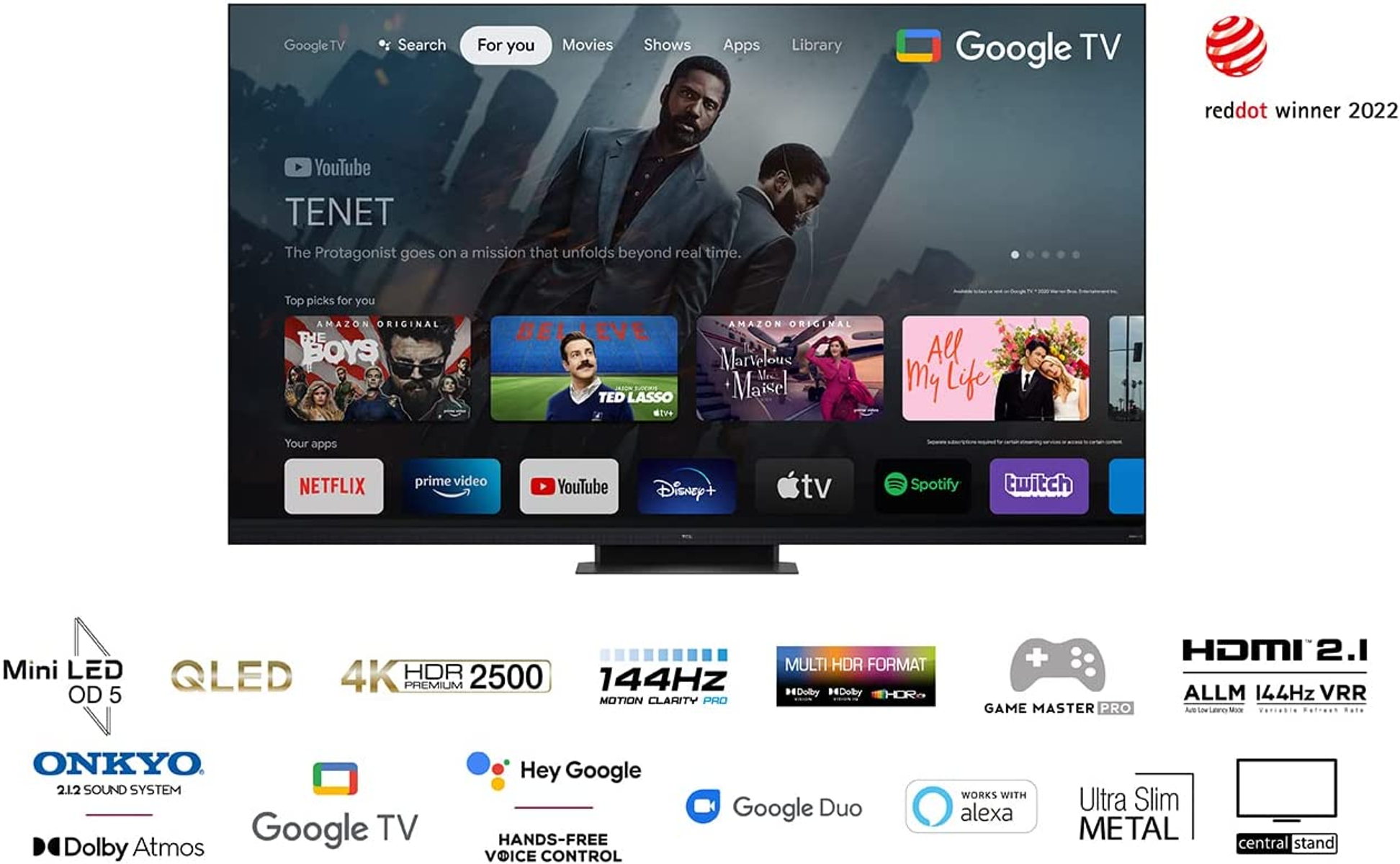 (Flat, Zoll / 65 935 Google LED TCL 4K, UHD cm, TV) 65 165 C TV