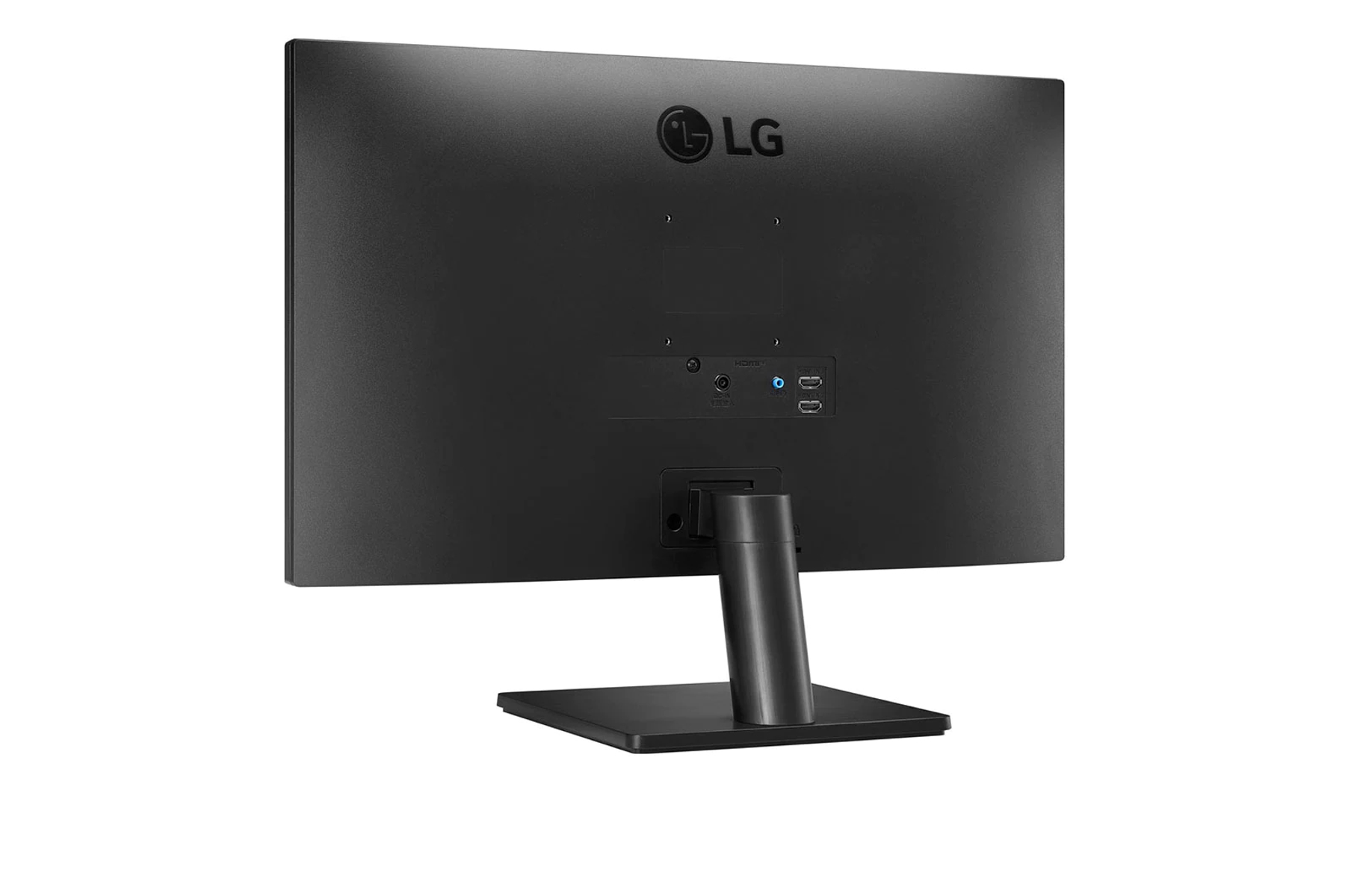 Retro di monitor nero con logo LG e porte.