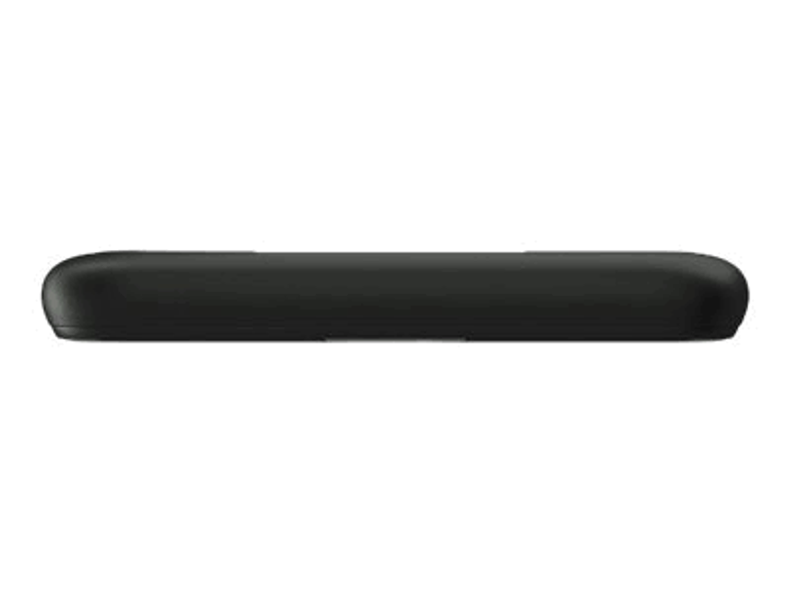 Schwarzes, gebogenes Gerät, möglicherweise ein Telefon. Es hat ein glattes, abgerundetes Design. Die obere Kante ist sichtbar.