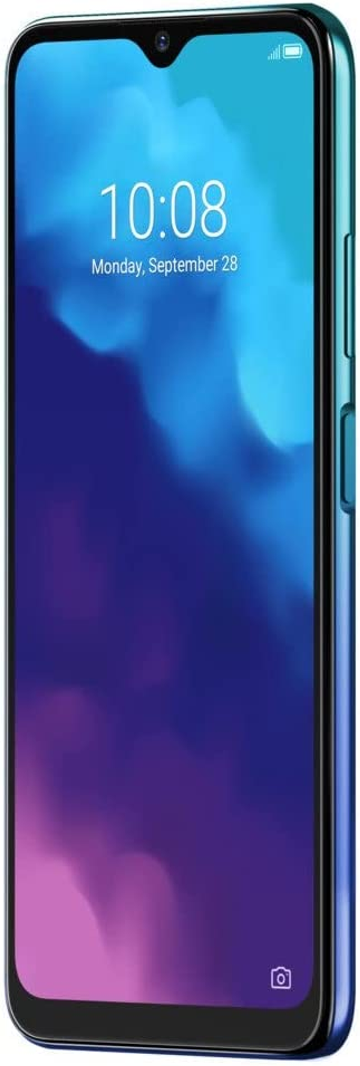 Un teléfono inteligente con una pantalla que muestra un fondo abstracto colorido.