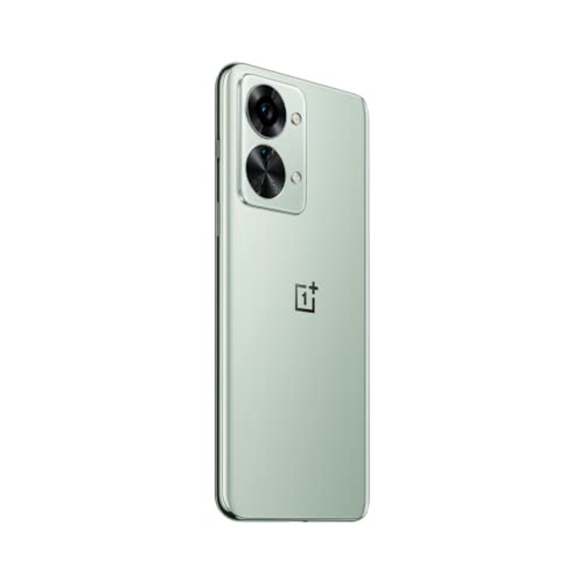 Smartphone met gebogen scherm toont een kleurverloop op een witte achtergrond.