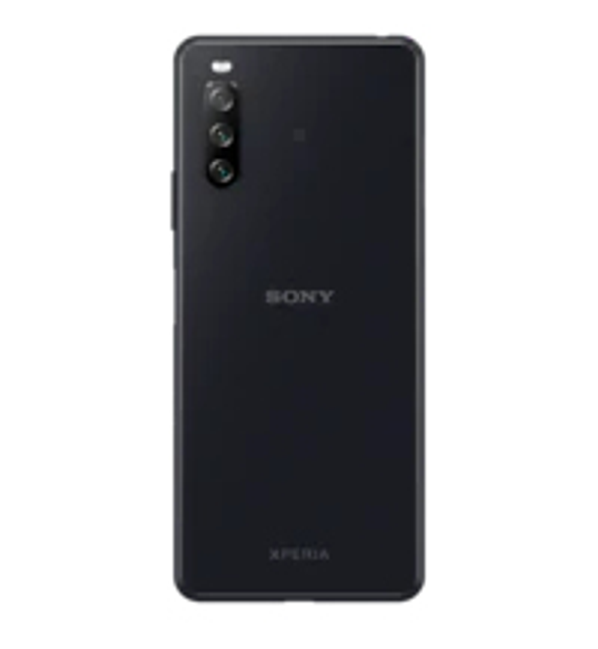 Back of a black smartphone with the Sony logo and Xperia label, with a camera module.