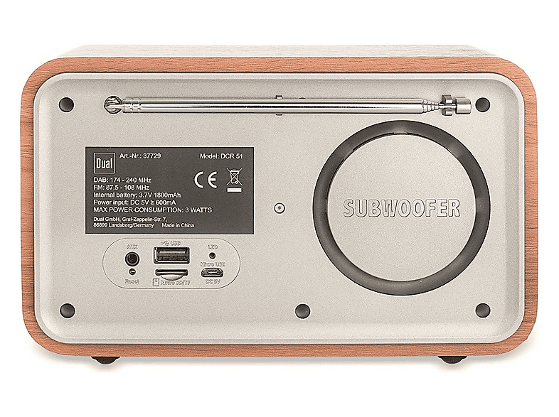Dual DCR 51 Radio DAB+/FM Portable Avec Batterie Et Bluetooth - Marron