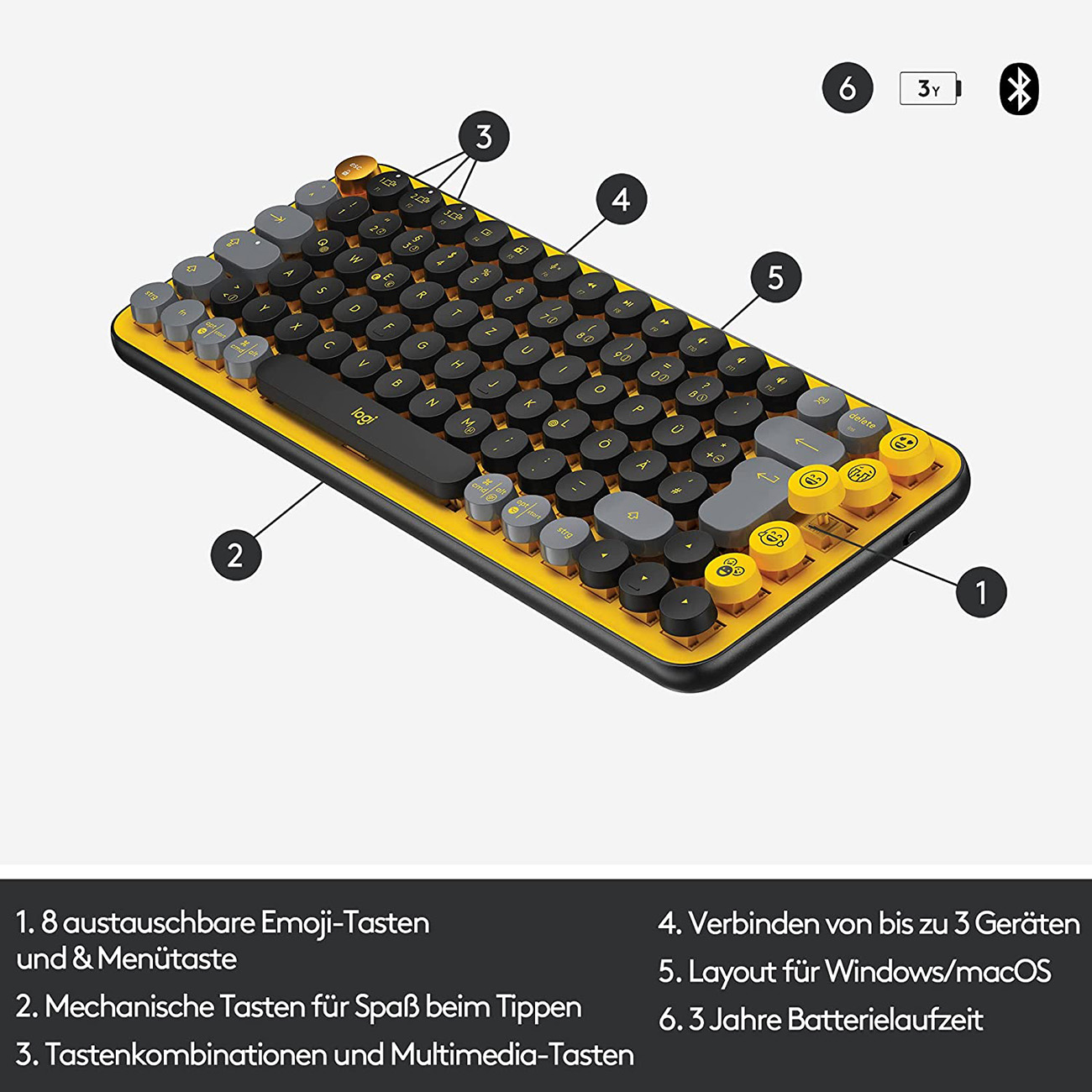 LOGITECH POP Keys, Tastatur Wireless