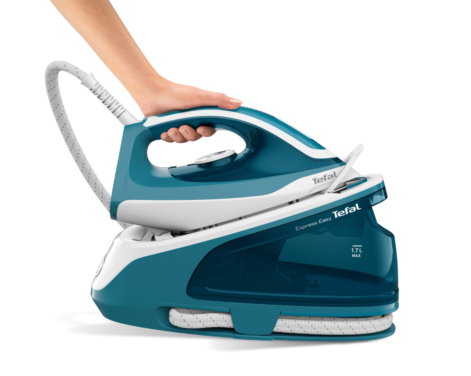 Centro de planchado - TEFAL SV6131E0, 2200 W, 120 g/min, 6 bar, Cerámica, Blanco