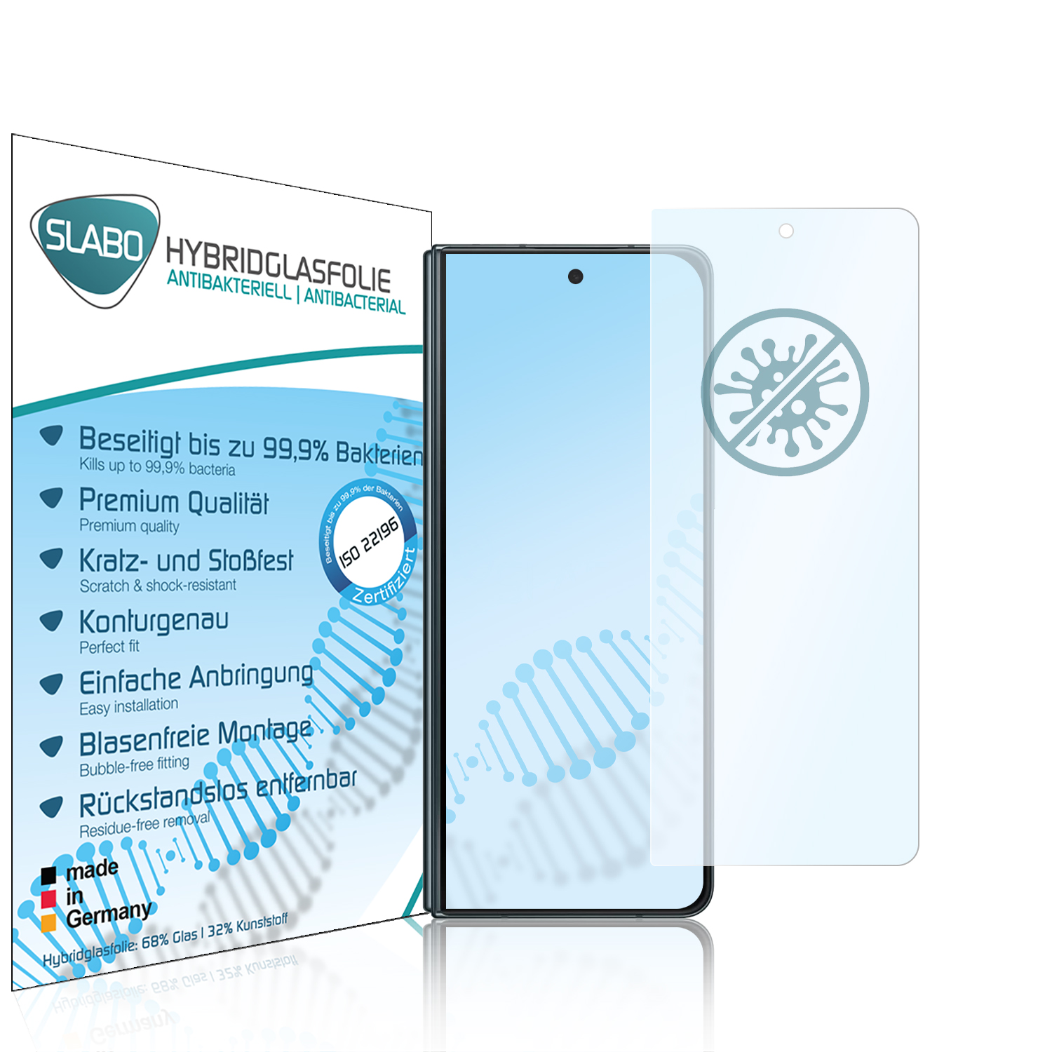 4 Samsung Fold Displayschutz(für flexibles antibakteriell SLABO Hybridglas Z 5G) Galaxy