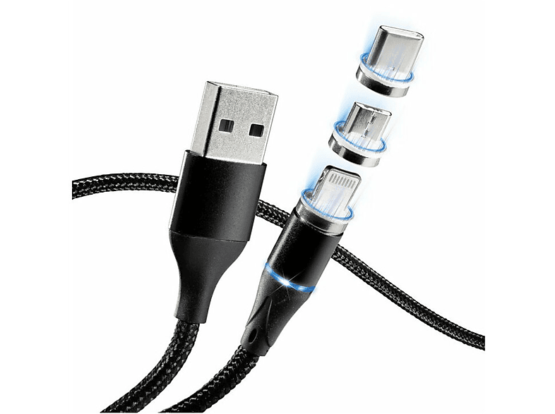 Micro-USB, Typ-C iOS, CA-5500 Ladekabel-Anschluss, MCDODO Schwarz