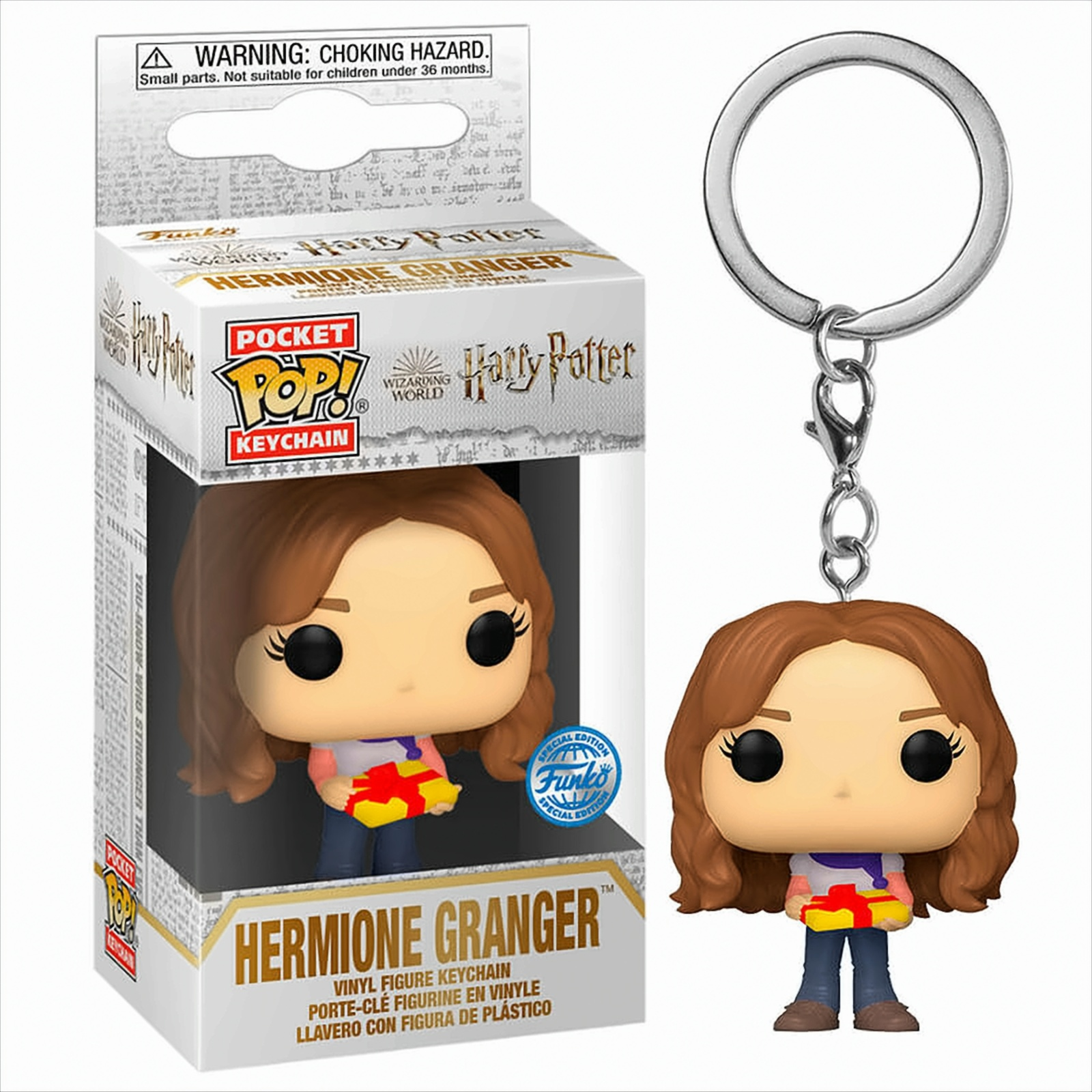 Hermine Granger Pocket POP! Schlüsselanhänger in der Box mit Figur und Schlüsselring.