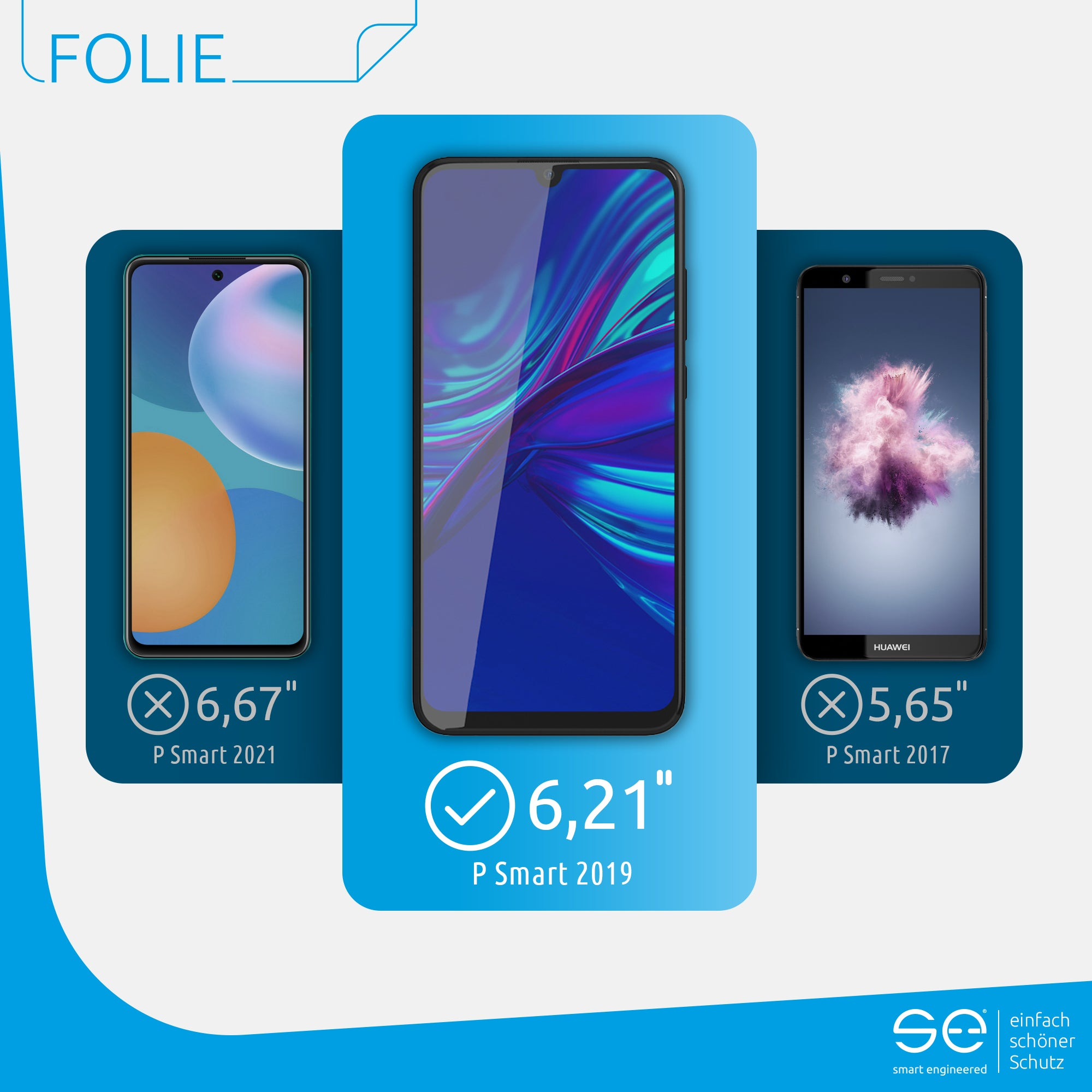 Schutzfolie(für Huawei se® 2x P SMART ENGINEERED (2019)) Smart