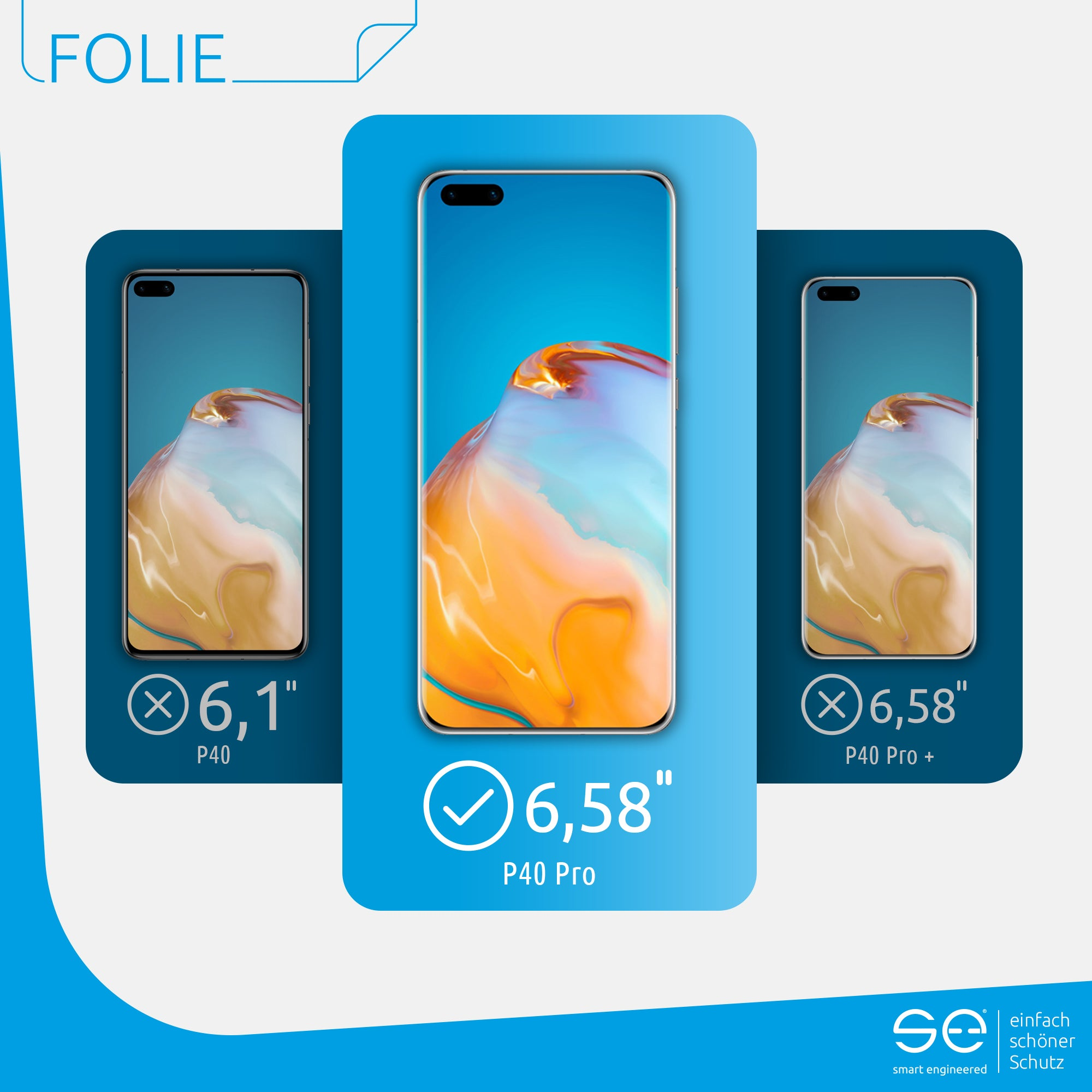 2x Huawei ENGINEERED se® Schutzfolie(für Pro) P40 SMART