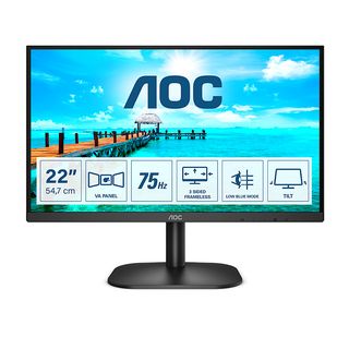 Monitor - AOC 22B2DA, 21,5 ", Full-HD, 1 ms, 75 Hz, Negro