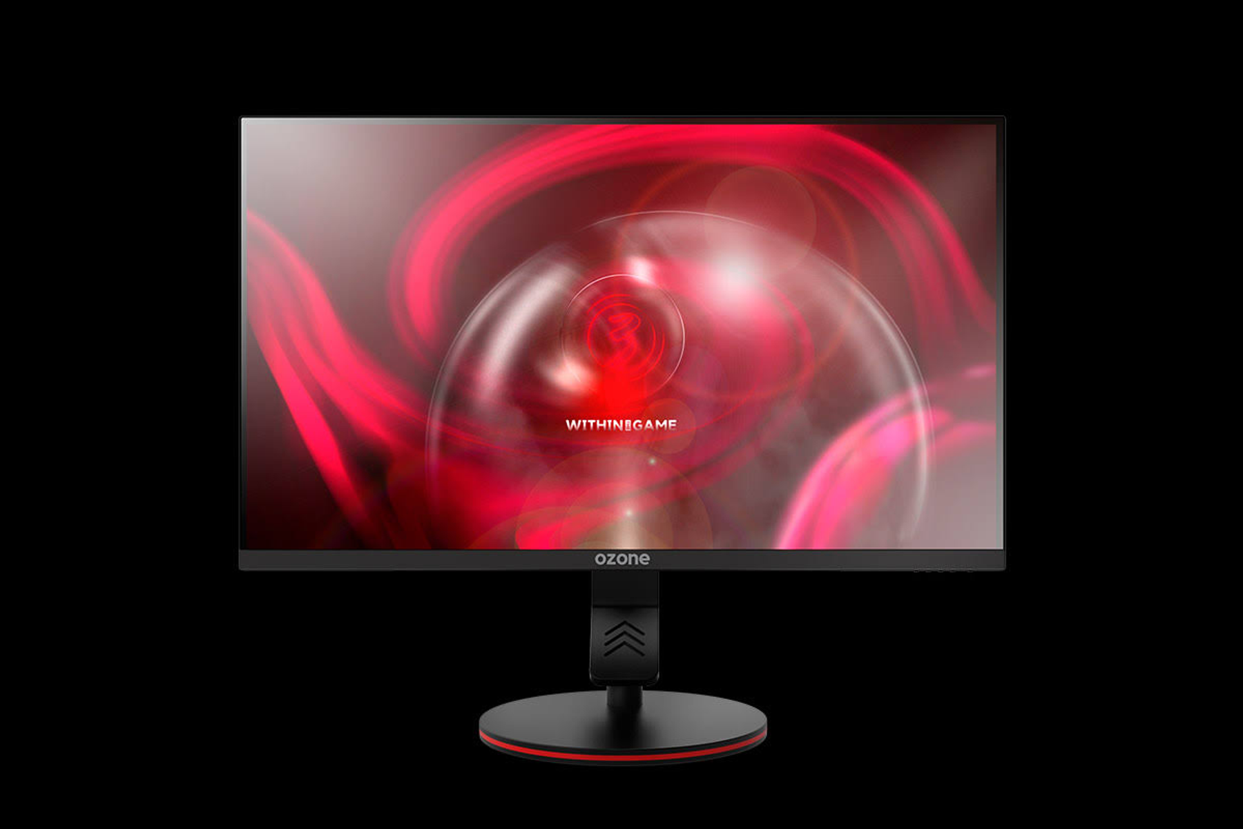 Monitor con design rosso/nero. Lo schermo mostra uno sfondo rosso e la parola 'WITHINGAME'.