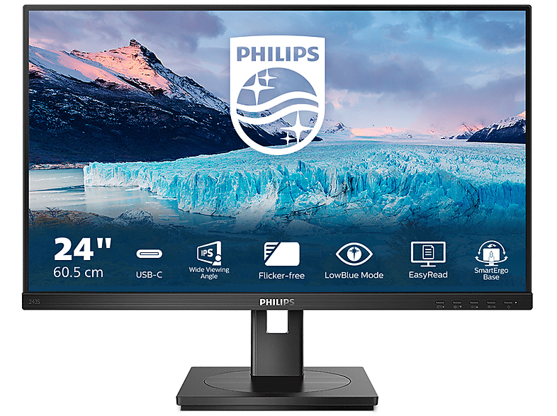 Monitor  Philips, 243V7QDSB/24, 24, LED, IPS, 4 ms, Borde estrecho, HDMI,  DVI, VGA, 16:9, Negro