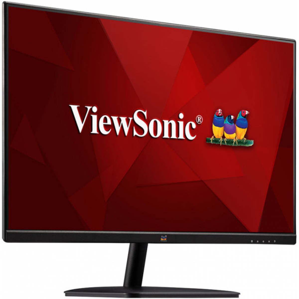 Monitor mit Abmessungen, Autobild und schwarzem Ständer.