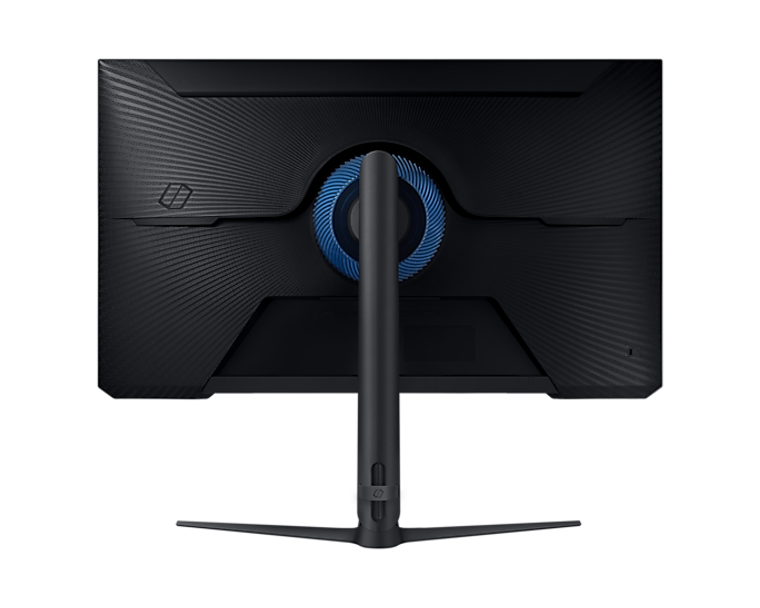 Retro monitor gaming Samsung nero con dettagli blu.