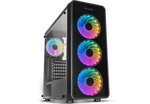 PC Gaming  - HUMMER SILVER JOYBE COMPUTERS, Procesador Intel® Core™ i3-10100 caché de 6 M, hasta 4,30 GHz, 8 GB, 2,000 GB, Windows 11, Negro RGB