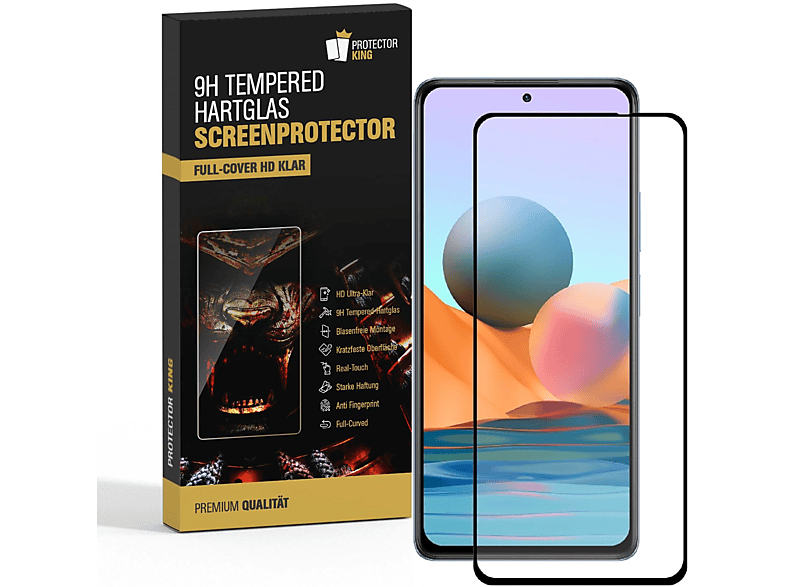 Xiaomi Redmi PROTECTORKING 4x FULL Schutzglas COVER 10) KLAR Note Hartglas 9H Displayschutzfolie(für Xiaomi