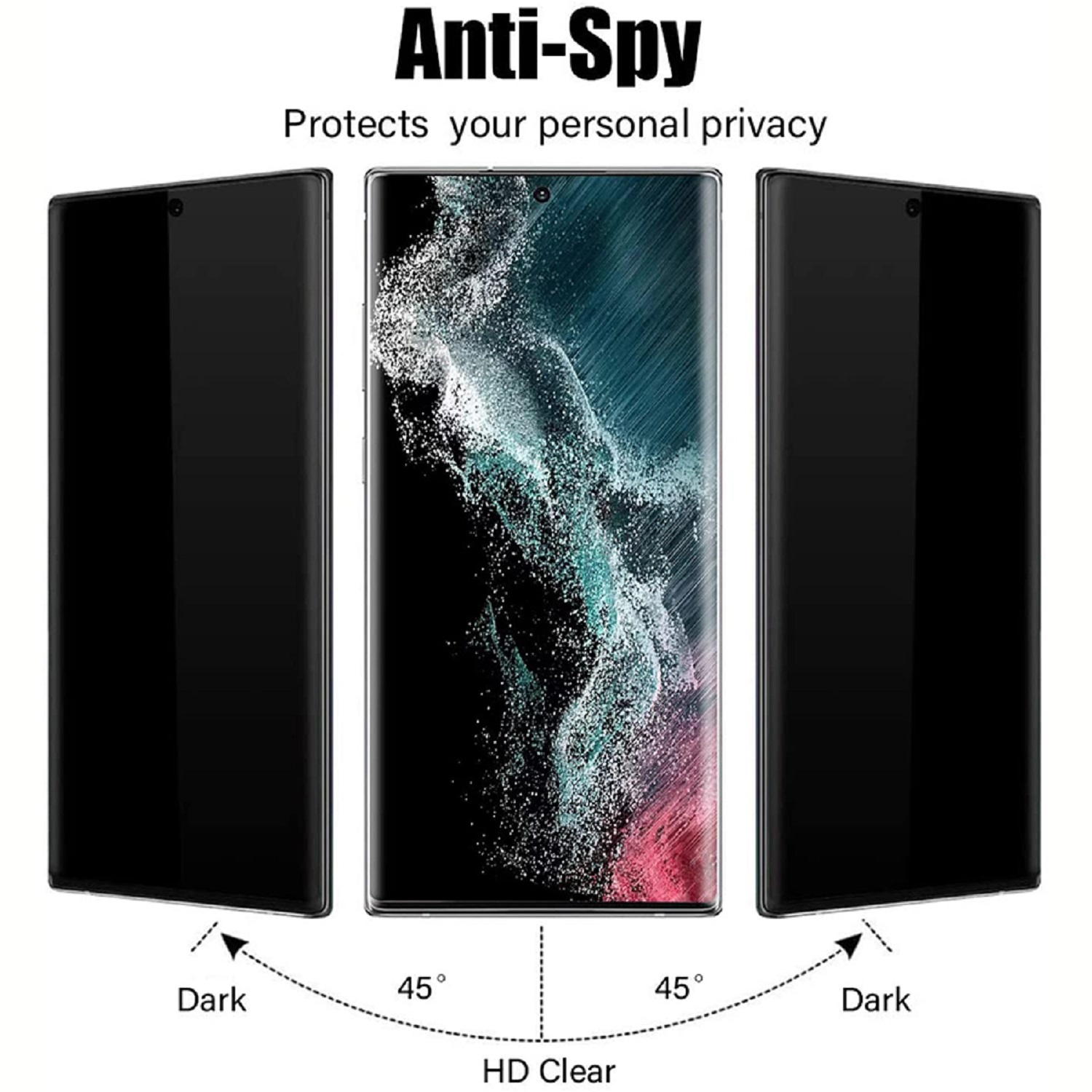 PROTECTORKING 2x Displayschutzfolie(für 9H Samsung FULL S22 Galaxy Schutzglas Ultra) CURVED ANTI-SPY Privacy