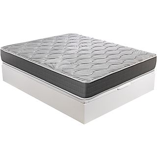 Somier  - Pack Ceramic 135x190 ROYAL SLEEP, Pack Montaje y Retirada de Usado Incluido, colchón viscoelástico Ceramic y canapé abatible Gran Capacidad Blanco Madera, 3 años garantía, Blanco