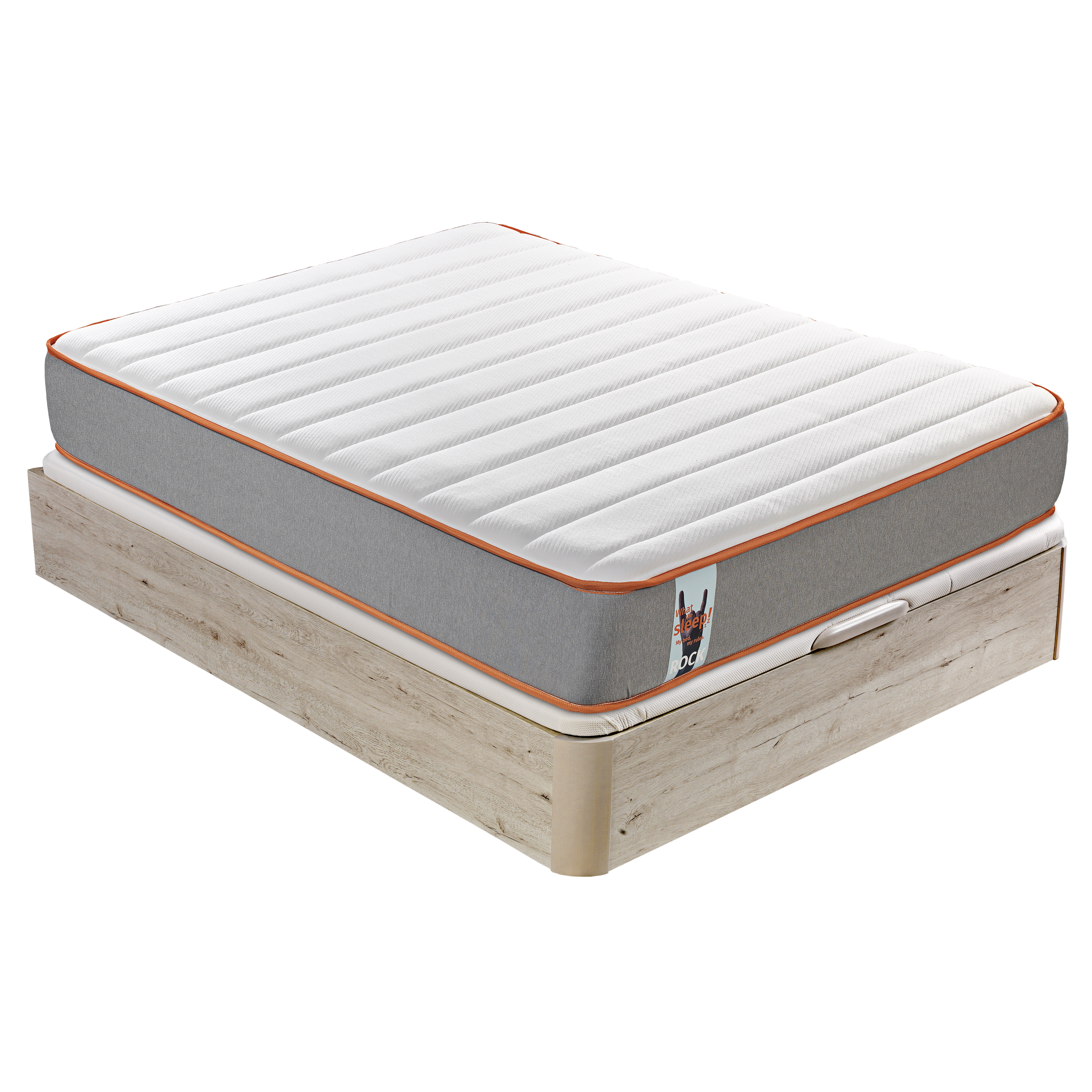 Somier Pack Colchón rock y canapé glaciar 90x190 what the sleep sostenible hr visco soja natural abatible gran capacidad entrega montaje domicilio retirada usado incluida 3 años garantía dentro